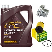MotoröL Filter Set Mannol 5W30 5 Liter + Schraube FüR VW Passat Tiguan 2.0 TDI