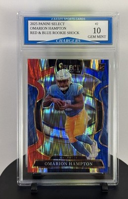2025 Panini Select Omarion Hampton Red & Blue Prizm Shock Rookie