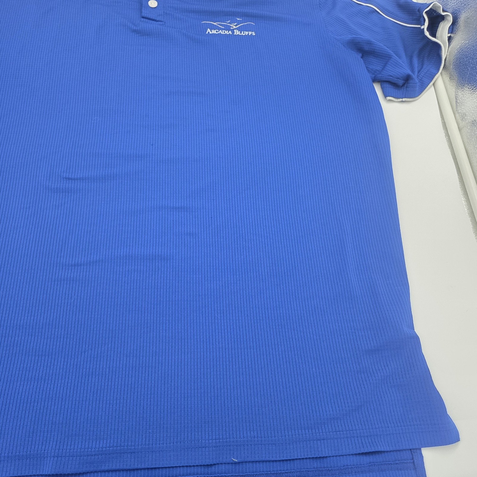 Under Armour Heatgear Blue Vintage Mens Large L Golf Polo Arcadia Bluffs thumbnail 4