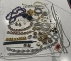 Lot Vtg Estate Colored Rhinestone Costume Jewelry - Weiss / Many Unmarked
