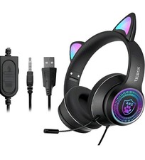 Cat Ear Gaming Headphones Wired AUX 3.5mm with LED Light, VIGROS Brand New