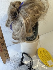 Doll Wig Synthetic New Old Stock Mohair  10 11 Shay Curly Bun Blonde Bow
