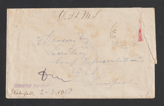 Australia 1918 WW1 OHMS Cover Reused Waterfall Sanatorium To POW Camp Liverpool