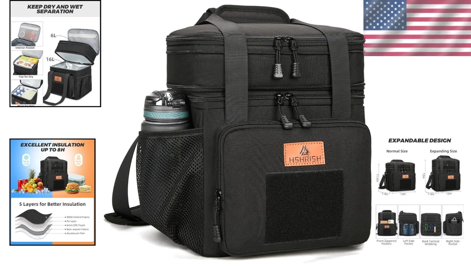 Fiambrera táctica expandible Xlarge para adultos, L Foto 2 de 4