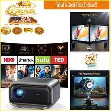 Portable 1080P 4K Support WiFi Bluetooth Projector Auto Focus Gaming Home The...