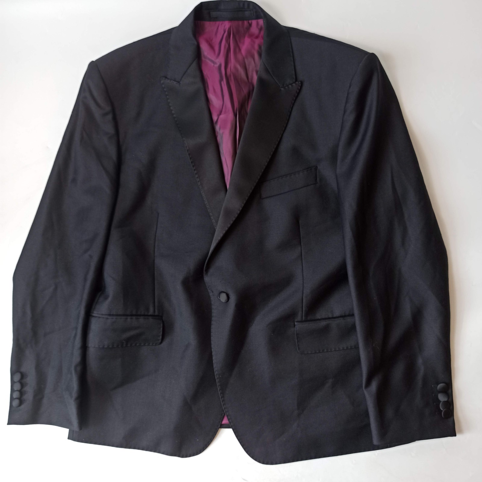 Giacca smoking M&S tessuto di Alfred Brown ispirato alla fila di Savile nero taglia 44S