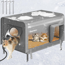 Heated Outdoor Cat House for outside Cats, 26'' XL Insulated Weatherproof Cat Sh
