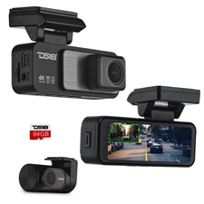 DS18 4K Dual Dash Camera with Wi-Fi, GPS, Parking Monitor, and 3.2” IPS Display