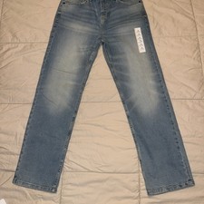 Cat  Jack Boys Straight Leg Jeans Size 16 Blue Stretch Denim Adjustable Waist