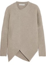 Stella McCartney 100% Wool Ribbed Knit Asymmetrical Tunic Sweater Sz 42 Luxury