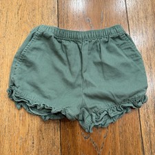Crewcuts J.Crew Girls Size 5 Olive Green Ruffle Hem Pull On Shorts Cotton Twill