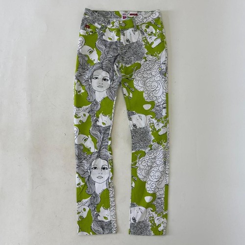 Rare 2000s y2k miss sixty graphic face allover print straight leg pants