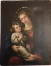 Madonna con bambino - di Franz Hanfstaengl 1804 - 1877 - olio su carta e su tela