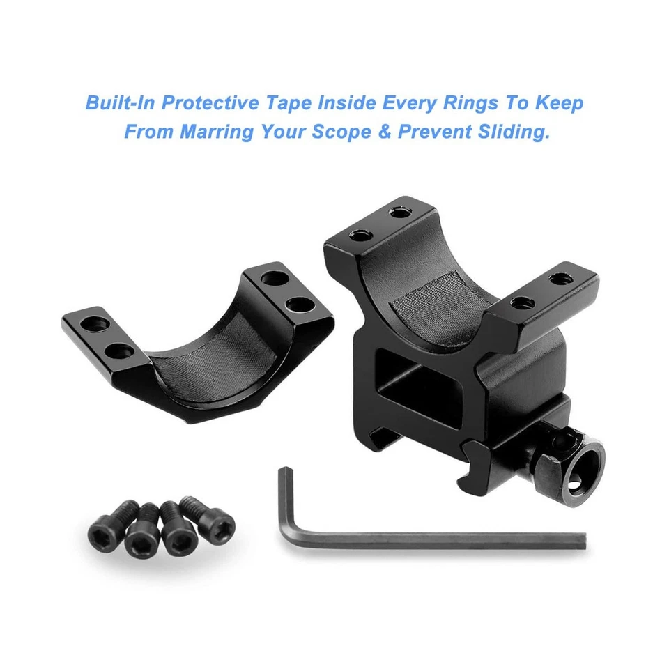 Juego de anillos de mira telescópica de 1 pulgada de 4, 2 piezas soportes de mira telescópica de alto perfil y 2 piezas... Foto 3 de 4