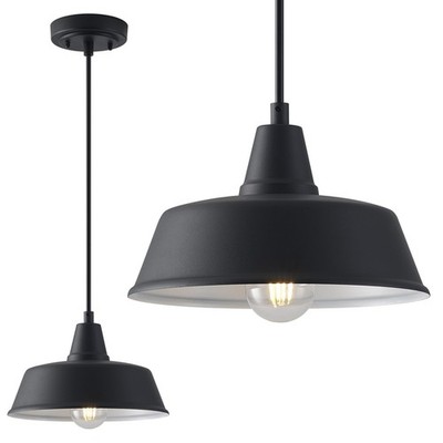 GOALPLUS 10 Inch Farmhouse Pendant Lighting Black Outdoor Barn Porch Ceiling ...