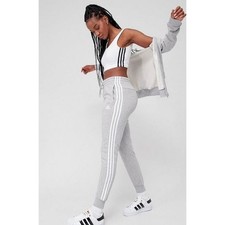 NEW ADIDAS Essentials Fleece 3S Women's Large Tracksuit Gray/ White