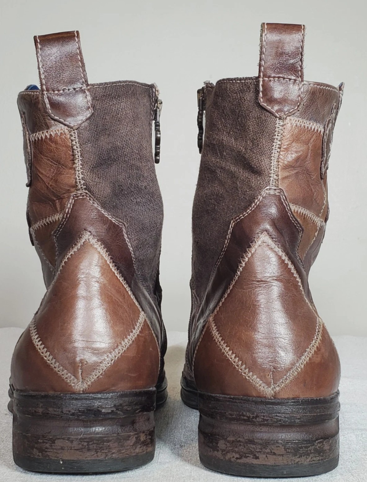 Mark Nason Patchwork Leather Cross Ankle Boots Po… - image 9