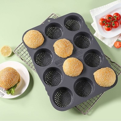 1Pcs Bread Loaf Pans Household Hamburger Bun Pan Black Breads Mold Food Grade