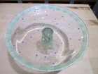 Vintage Art Deco  Green Decorative Poka Dot  Glass Round Pedestal Plate 10" — photo 1