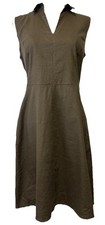 T. Tahari Khaki Brown Sleeveless Dress in Good Condition. Size 10. Linen Blend.