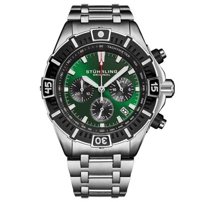 Stellar 44mm Japanese Quartz Chronograph Green/Stainless Steel | Green Dial Wris