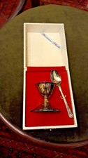Vintage Yeoman plate made in England epns gift christening egg cup and spoon rgd