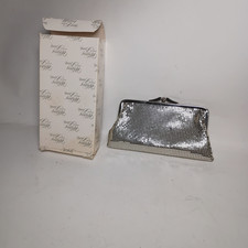 Vintage Whiting  Davis Art Deco Silver Mesh Double Kisslock Coin Purse Clutch