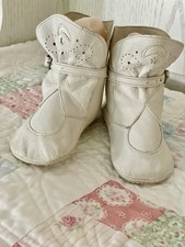Antique Vintage Deerskin Baby Boots With Buckle