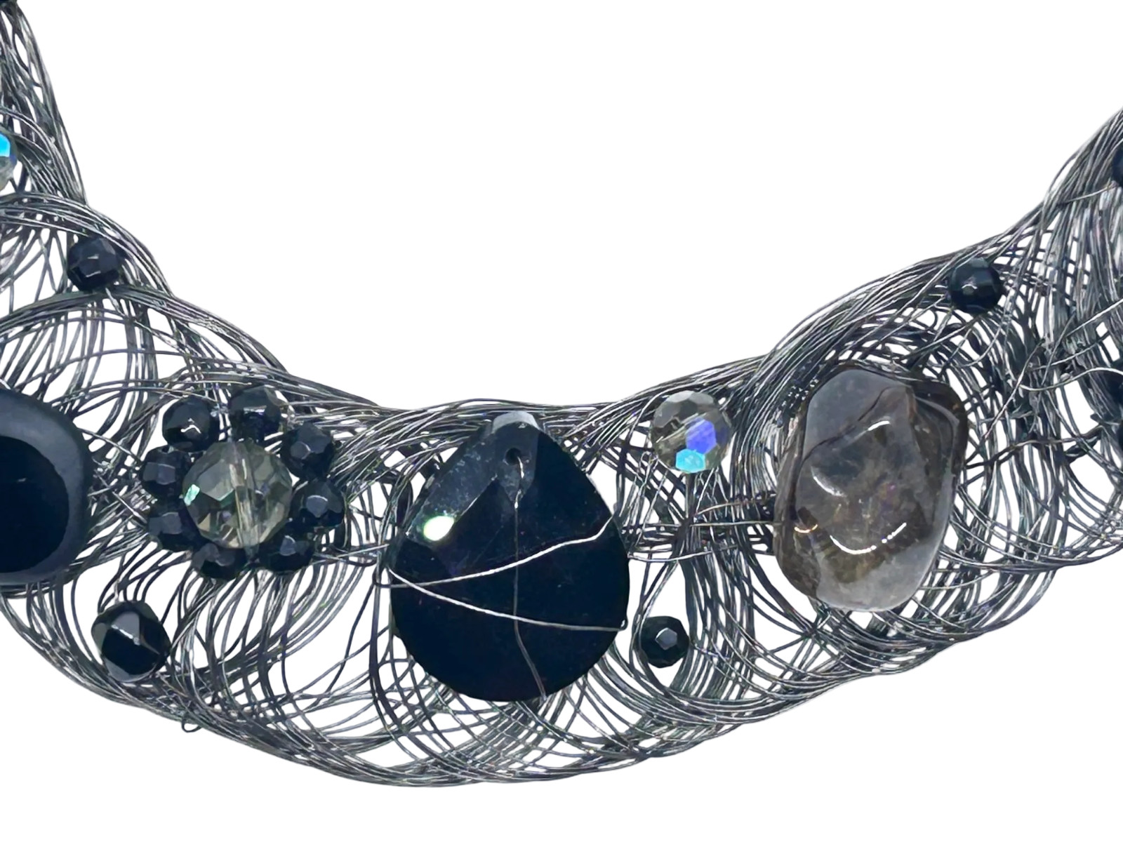 Handcrafted  Midnight Black Statement  Wire Neckl… - image 3