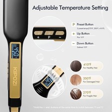 KIPOZI 1.75“ Hair Straightener Titanium Wide Plate Flat Iron Dual Voltage Black 5