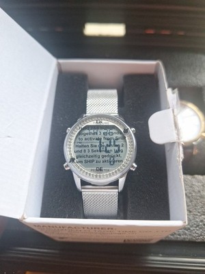 TIMEURE Women's Step Counter Watch Steel Band Pedometer, Silver Tone New In Box