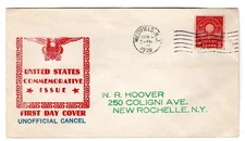 #654 Electric Light Edison 1929 FDC - Sanders Unofficial u/o Westfield NJ