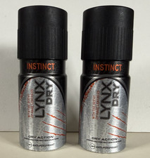 2 CANS LYNX INSTINCT DRY ACTION 24HR ANTI-PERSPIRANT SPRAY 150ML x 2