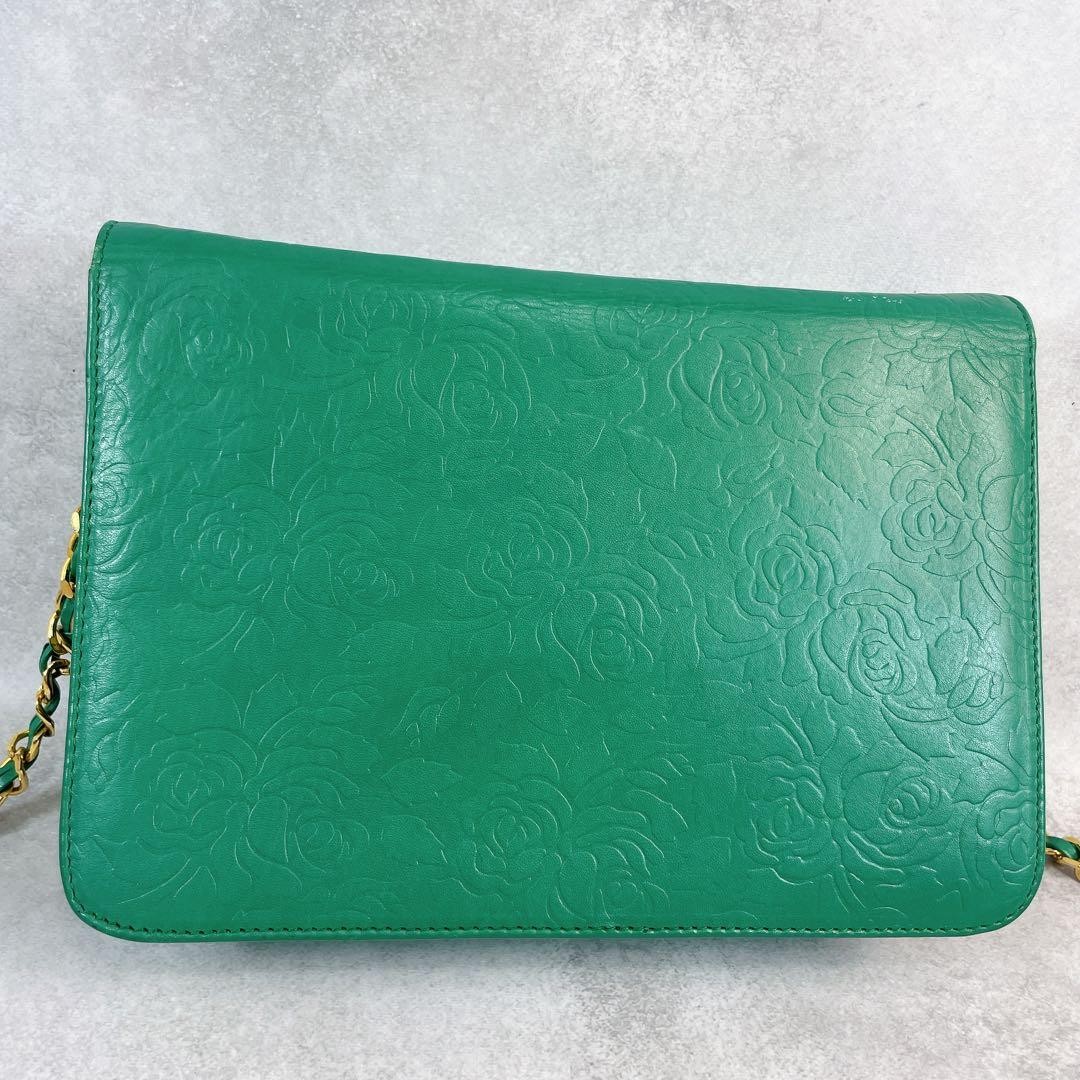 Valentino Garavani Green Chain Shoulder Bag Vintage Flower Pattern, Excellent C thumbnail 5