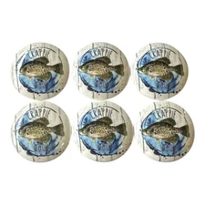 Set of 6 Crappie Mood Wood Cabinet Knobs Cabin Man Cave Decor, Fishing