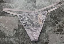 VICTORIA'S SECRET O/S LAVENDER SILVER SHINE LACE VINTAGE RARE V STRING PANTIES