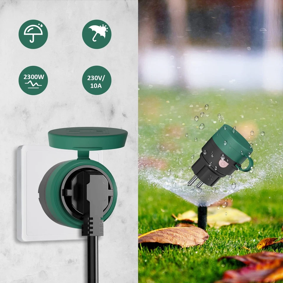 Funksteckdosen mit fernbedienung Aussen IP44 Wasserdicht Steckdosen Set 1+2 2... - Bild 2 von 4