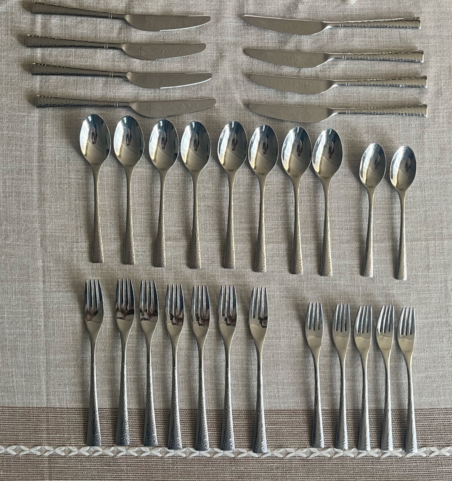 Reed & Barton Hollis Kimball Flatware Choice 18/10 Stainless Hammered Handle