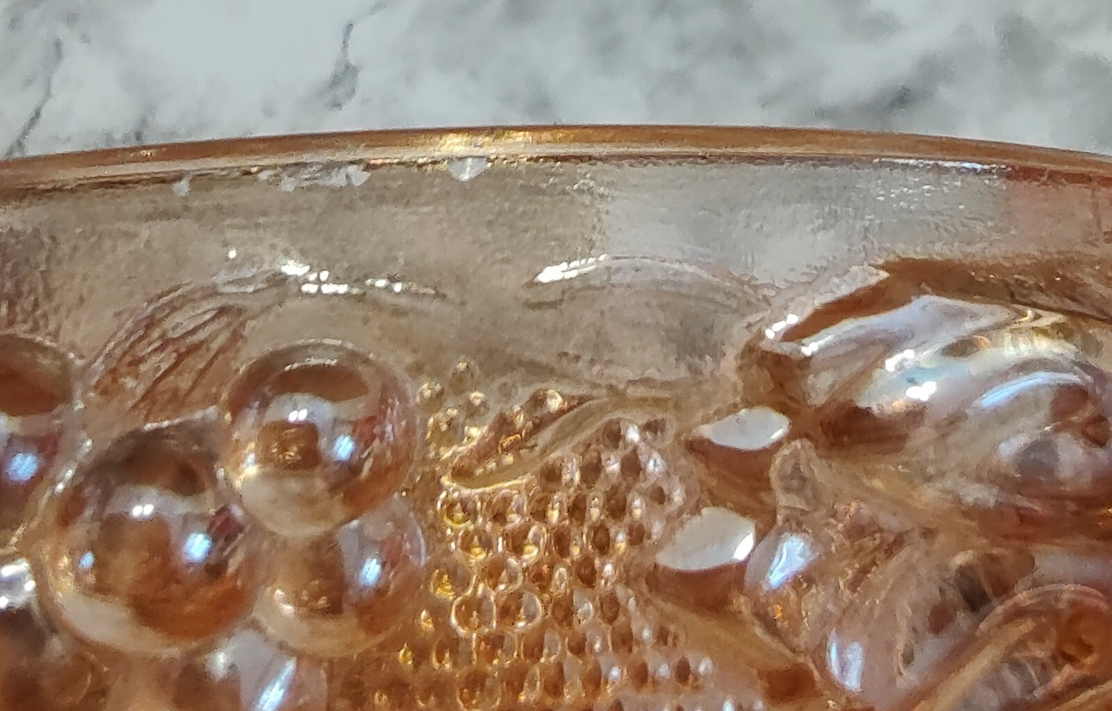 Jeannette Candy Dish With Lid Grape Vine Orange Marigold Stippled 1950s - 60s