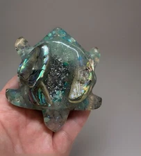 Rainbow Moonstone Abalone Shell Resin Crystal Turtle EMF Protection Healing 