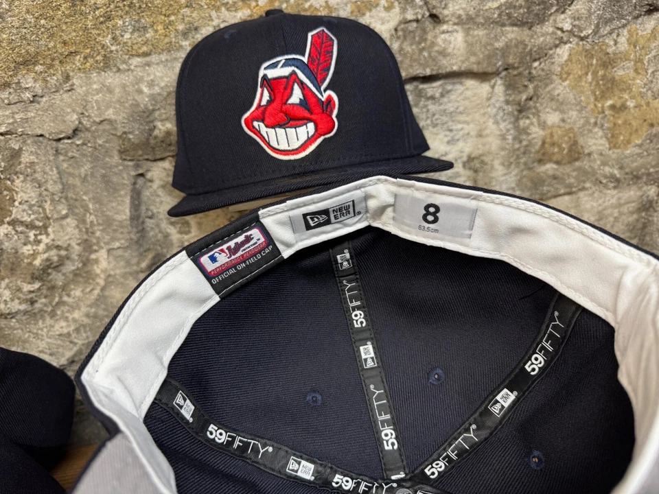Cleveland Indians Wahoo New Era Fitted Club 59Fifty Two Tone NAVY RED BRIM RARE - Image 4 of 4