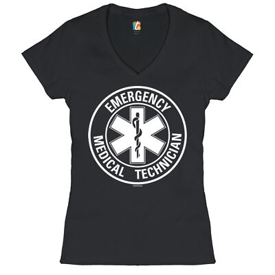 Emergency Medical Technician Women's V-Neck T-shirt Star of Life EMT EMS Tee