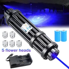 Adjustable Blue Burning Laser Pointer Visible Dot Torch Light Rechargeable