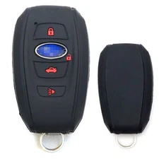 Black Silicone Key Fob Cover w/ Red Keys For Subaru BRZ Legacy Impreza WRX/Sti