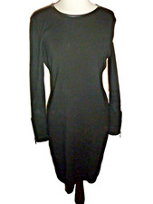 ETC Knit Rayon Nylon Dress Zippers Faux Leather Trim Accent L Large