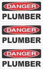 3 DANGER PLUMBER  HELMET/HARD HAT/TOOLBOX/LUNCH BOX STICKER HS-5017