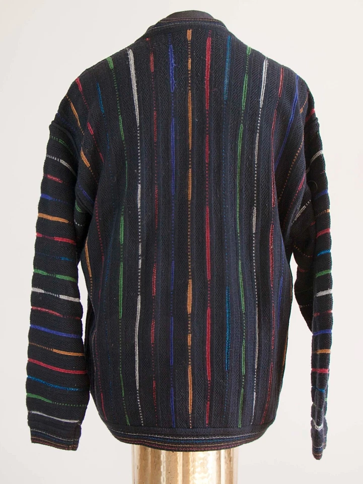 CARLO COLUCCI Warm Cardigan Uomo Blu Maglione Multicolore Wool Viscosa Tg50 - Imagen 3 de 4