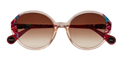 400  Round Sunglasses Designer WOOW Super Sky 1 Translucent Pink Green