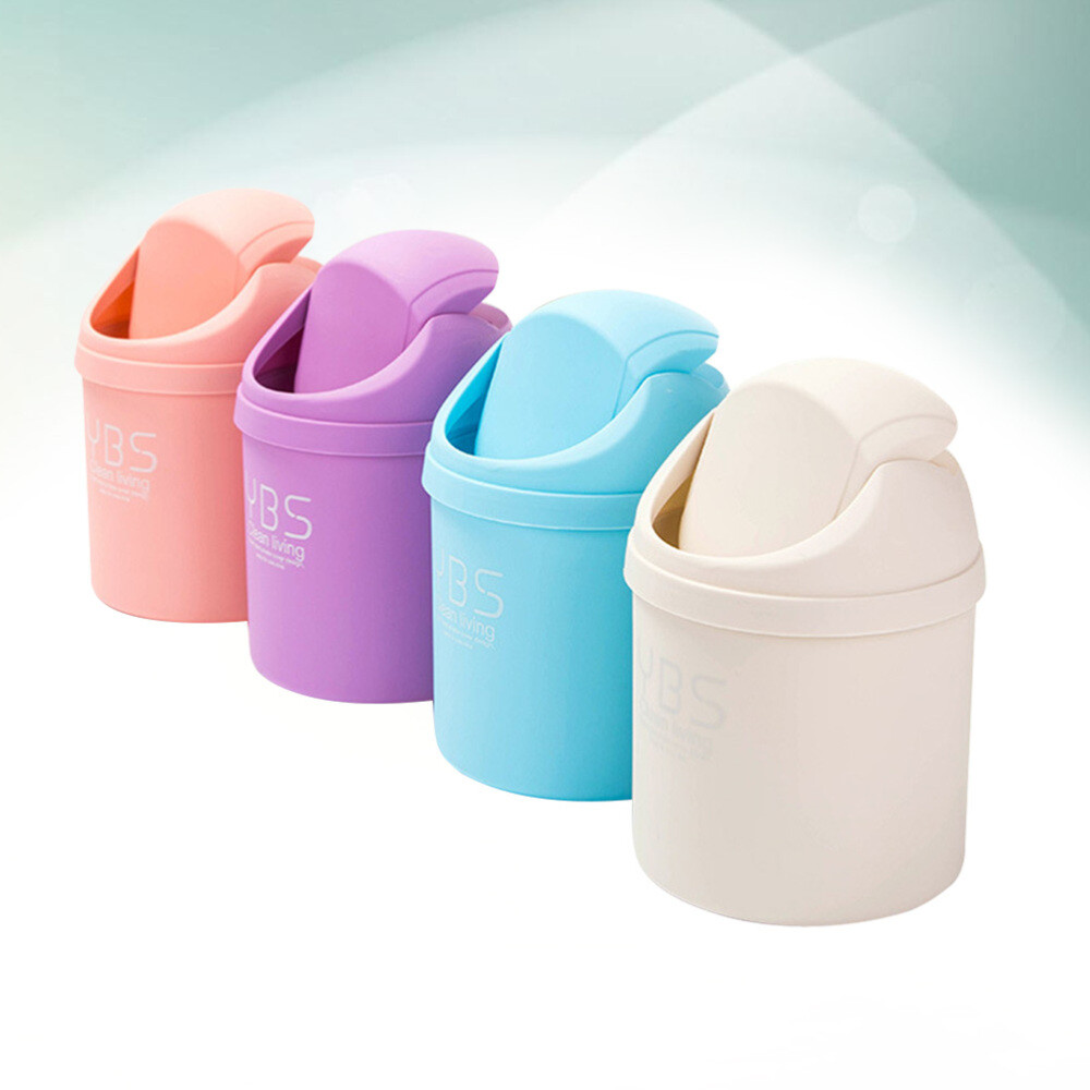 4 Pcs Mini Garbage Can Covered Wastebasket Environmental Protection Trash