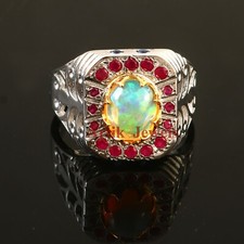 Natural Fire Opal Gemstone with 925 Sterling ...